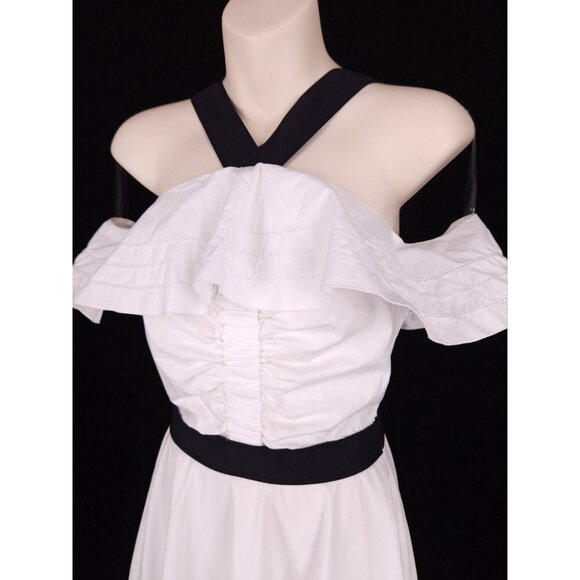 Derek Lam 10 Crosby Off The Shoulder Halter Dress 0 XS White Poplin $495US - Picture 7 of 11